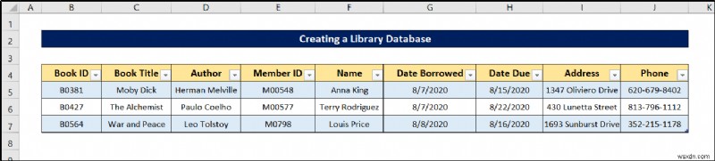 Cách tạo cơ sở dữ liệu thư viện trong Excel (với các bước đơn giản)