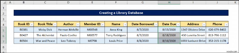 Cách tạo cơ sở dữ liệu thư viện trong Excel (với các bước đơn giản)