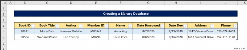 Cách tạo cơ sở dữ liệu thư viện trong Excel (với các bước đơn giản)