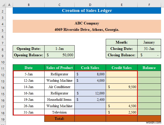 Cách tạo sổ cái bán hàng và mua hàng trong Excel