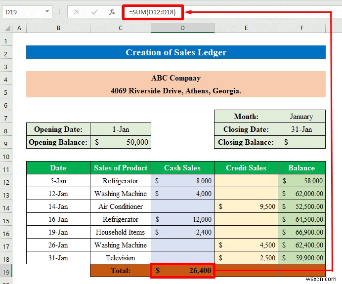 Cách tạo sổ cái bán hàng và mua hàng trong Excel