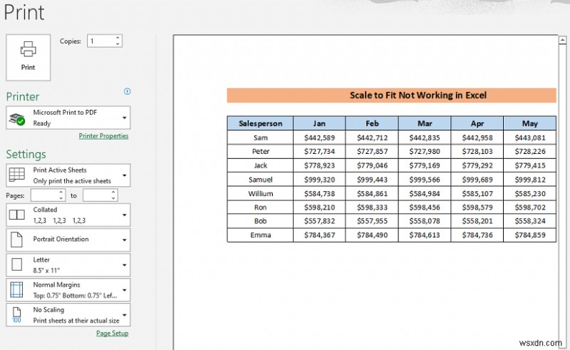 [Đã giải quyết!] Tỷ lệ in để vừa với Không hoạt động trong Excel