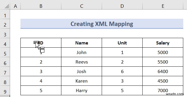 Cách tạo ánh xạ XML trong Excel (Với các bước đơn giản)