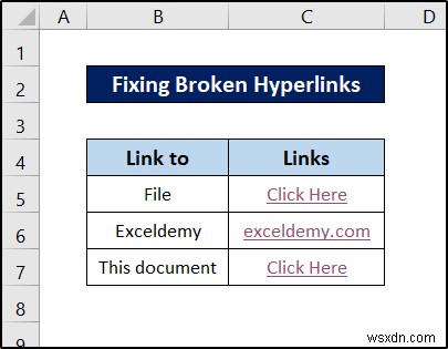 Cách sửa siêu liên kết bị hỏng trong Excel (5 cách)