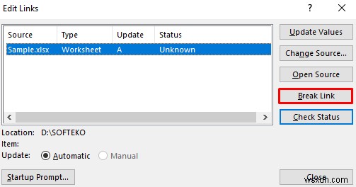 Cách ngắt liên kết trong Excel trước khi mở tệp (Với các bước đơn giản)