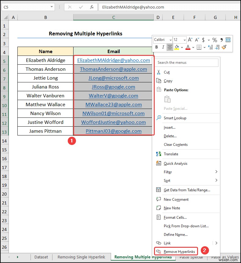 Cách xóa liên kết ẩn trong Excel (5 cách dễ dàng)