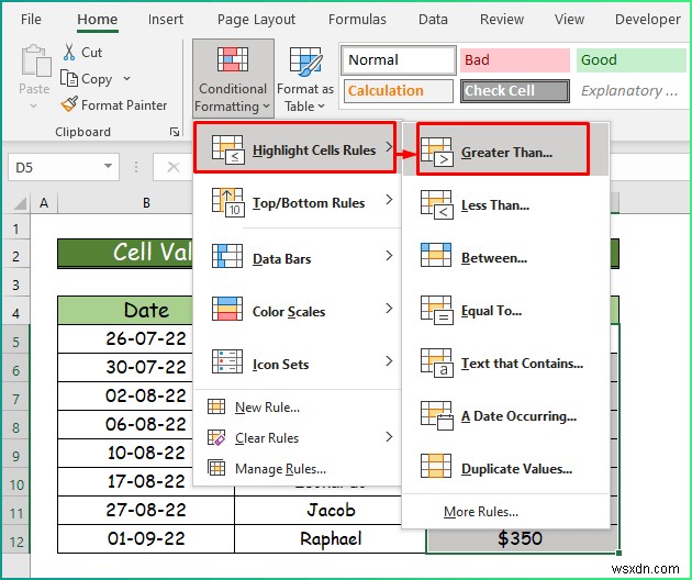 Cách áp dụng các kiểu định dạng có điều kiện khác nhau trong Excel