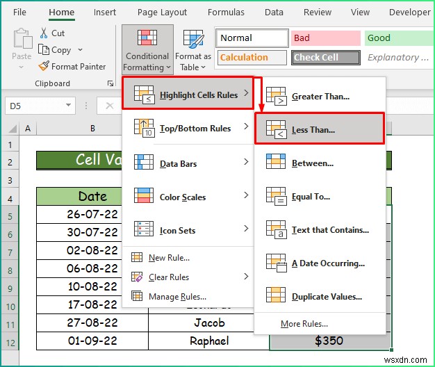 Cách áp dụng các kiểu định dạng có điều kiện khác nhau trong Excel