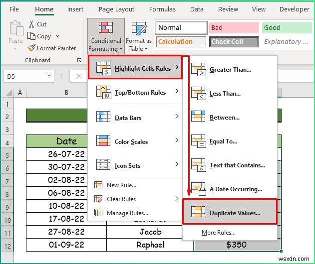 Cách áp dụng các kiểu định dạng có điều kiện khác nhau trong Excel