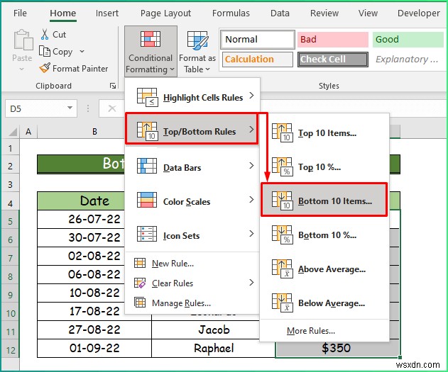 Cách áp dụng các kiểu định dạng có điều kiện khác nhau trong Excel