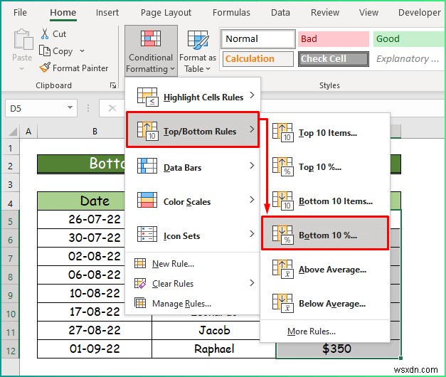 Cách áp dụng các kiểu định dạng có điều kiện khác nhau trong Excel