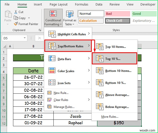 Cách áp dụng các kiểu định dạng có điều kiện khác nhau trong Excel