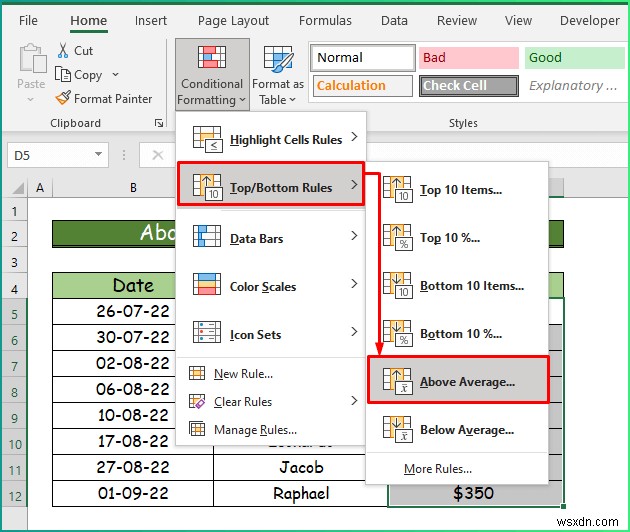 Cách áp dụng các kiểu định dạng có điều kiện khác nhau trong Excel