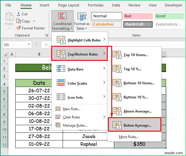 Cách áp dụng các kiểu định dạng có điều kiện khác nhau trong Excel