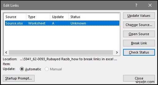 Cách ngắt liên kết trong Excel khi không tìm thấy nguồn (4 cách)
