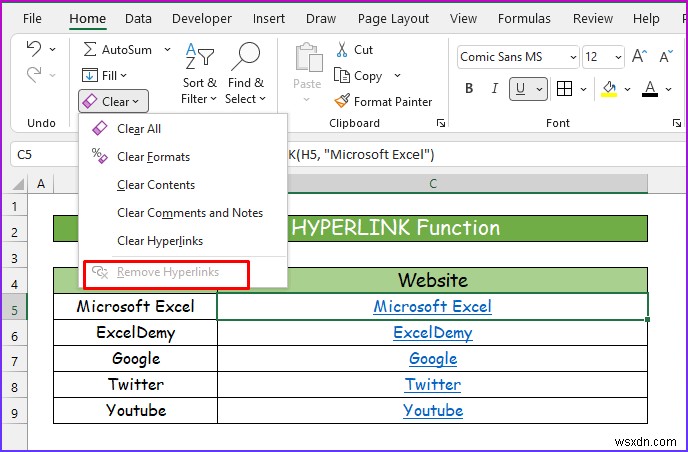 [Đã giải quyết]:Xóa siêu liên kết không hiển thị trong Excel (2 giải pháp)