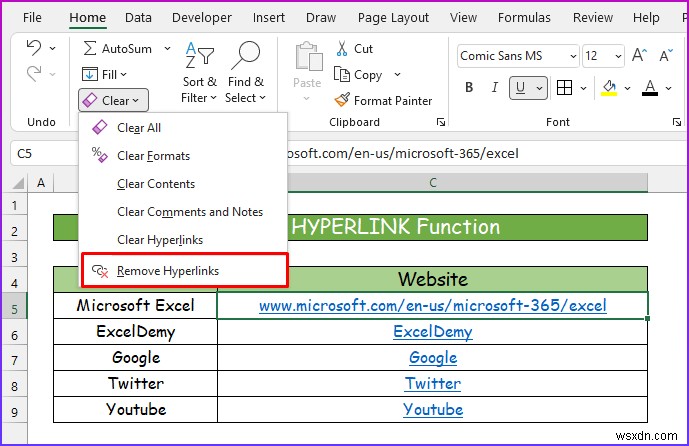 [Đã giải quyết]:Xóa siêu liên kết không hiển thị trong Excel (2 giải pháp)