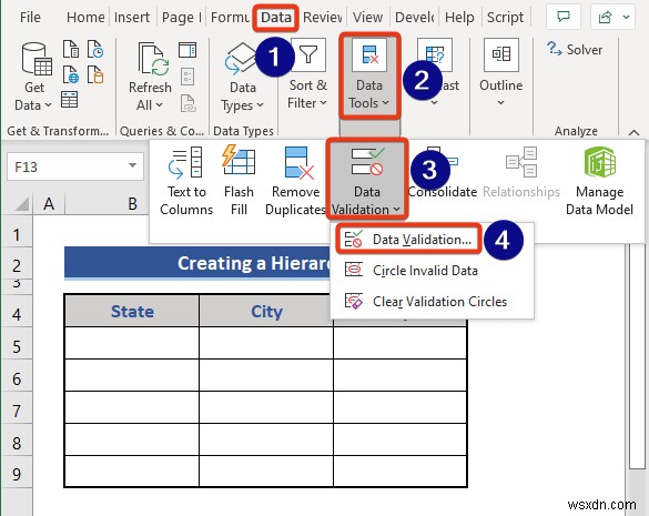 Cách tạo hệ thống phân cấp của thành phố tiểu bang và mã zip trong Excel