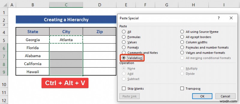 Cách tạo hệ thống phân cấp của thành phố tiểu bang và mã zip trong Excel