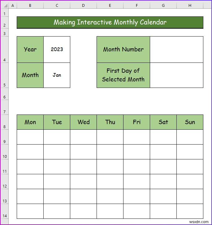 Cách tạo lịch tương tác trong Excel (2 cách dễ dàng)