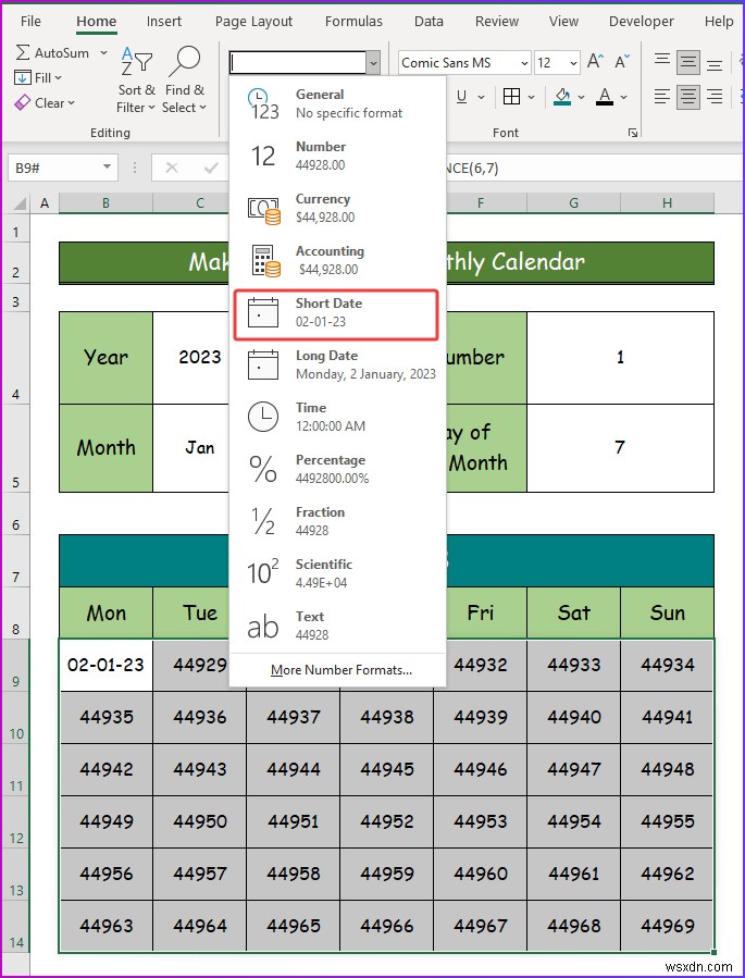 Cách tạo lịch tương tác trong Excel (2 cách dễ dàng)