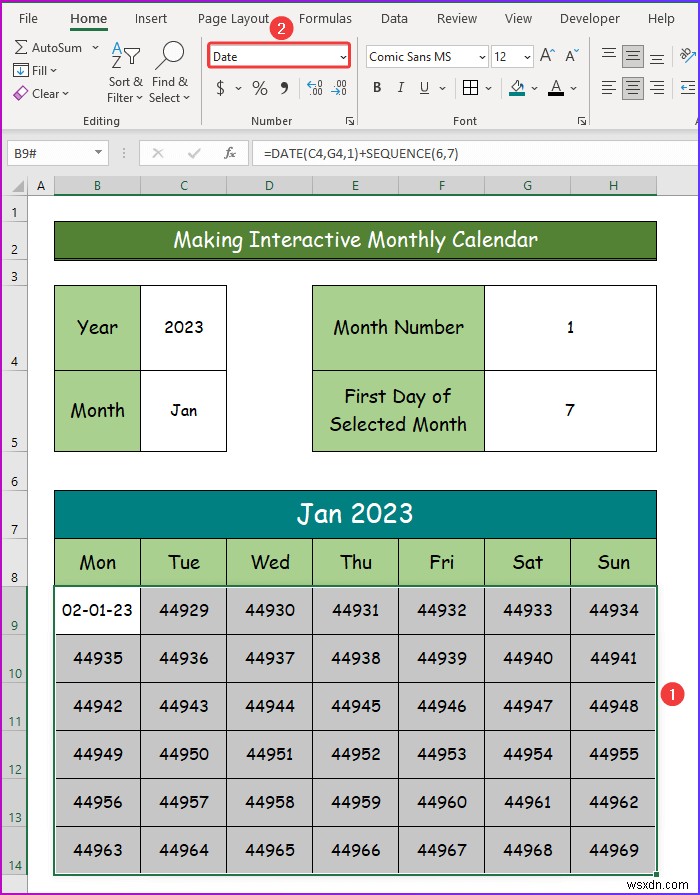 Cách tạo lịch tương tác trong Excel (2 cách dễ dàng)