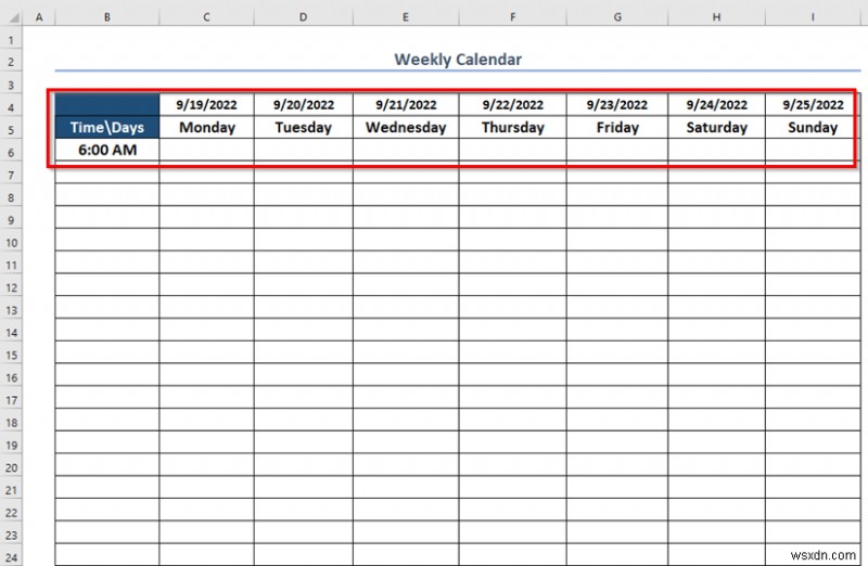 Cách tạo lịch hàng tuần trong Excel (3 cách phù hợp)