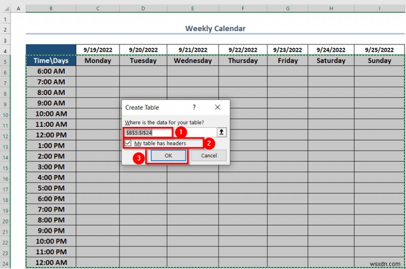 Cách tạo lịch hàng tuần trong Excel (3 cách phù hợp)