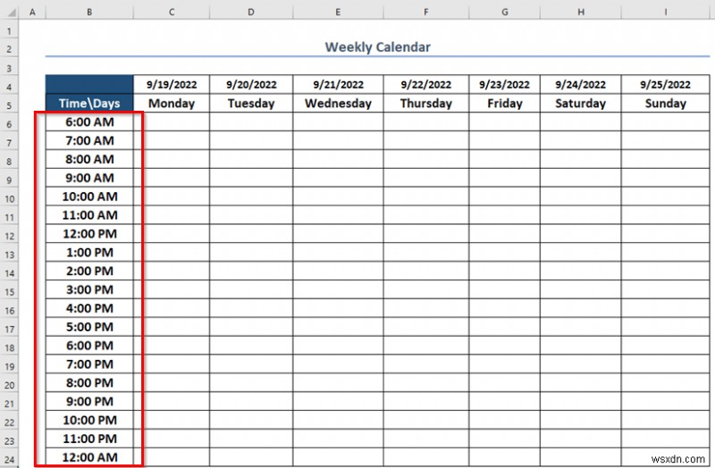 Cách tạo lịch hàng tuần trong Excel (3 cách phù hợp)