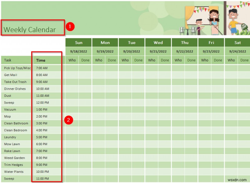 Cách tạo lịch hàng tuần trong Excel (3 cách phù hợp)