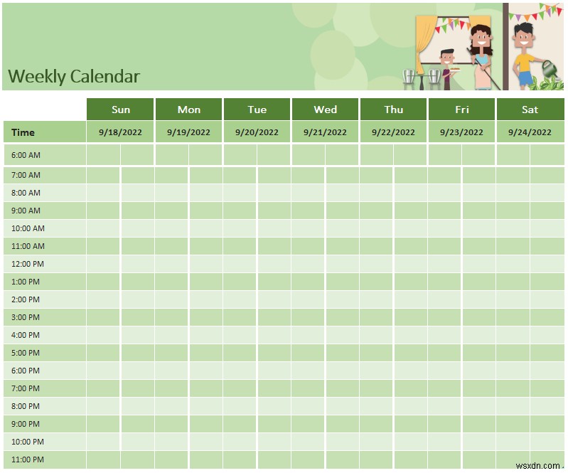 Cách tạo lịch hàng tuần trong Excel (3 cách phù hợp)