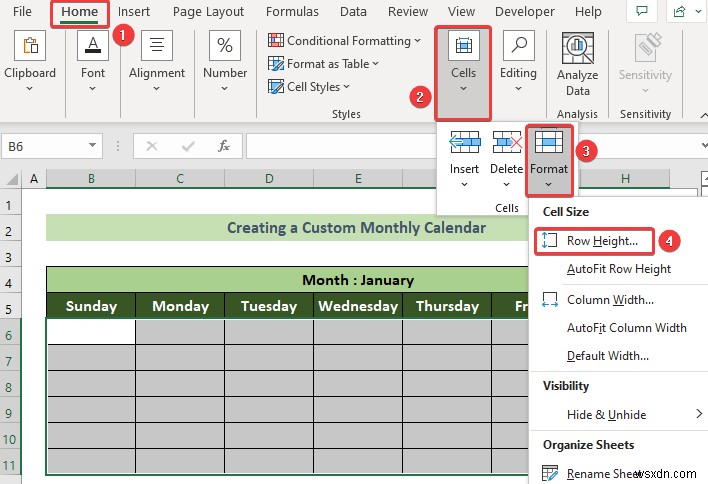 Cách tạo lịch hàng tháng trong Excel (3 cách hiệu quả)