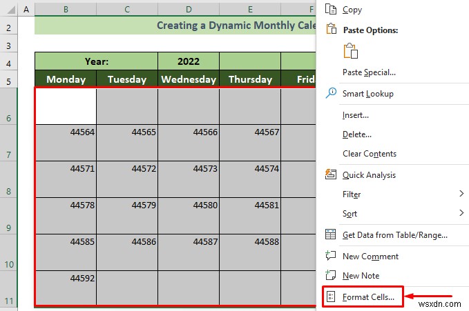 Cách tạo lịch hàng tháng trong Excel (3 cách hiệu quả)