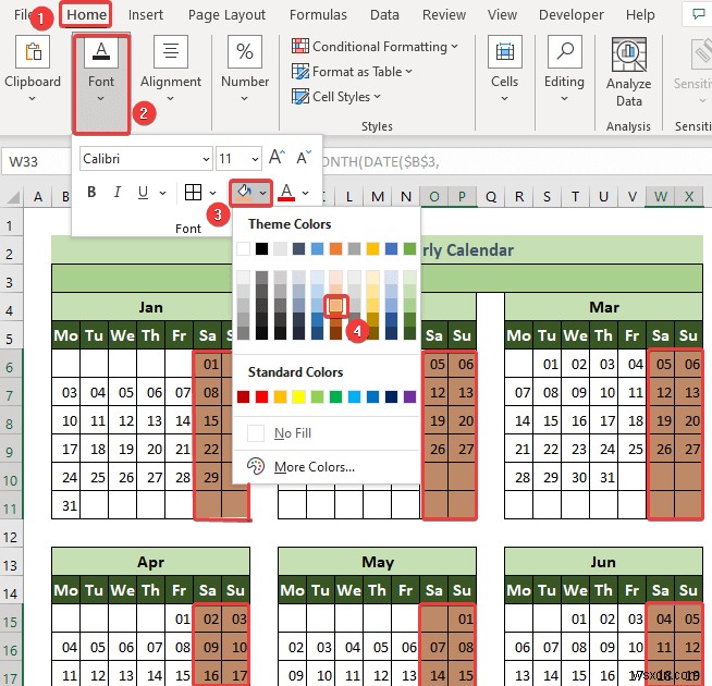Cách tạo lịch hàng tháng trong Excel (3 cách hiệu quả)