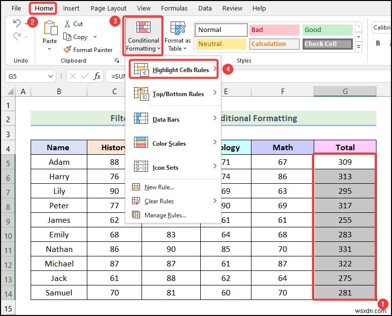 Cách lọc theo màu bằng định dạng có điều kiện trong Excel