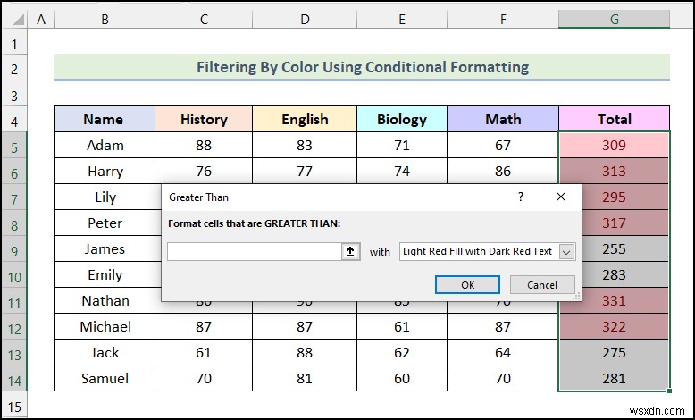 Cách lọc theo màu bằng định dạng có điều kiện trong Excel