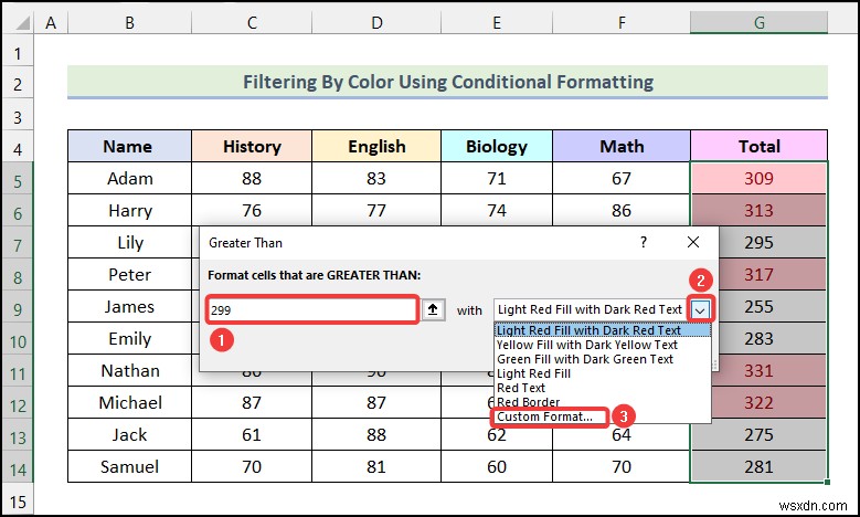 Cách lọc theo màu bằng định dạng có điều kiện trong Excel