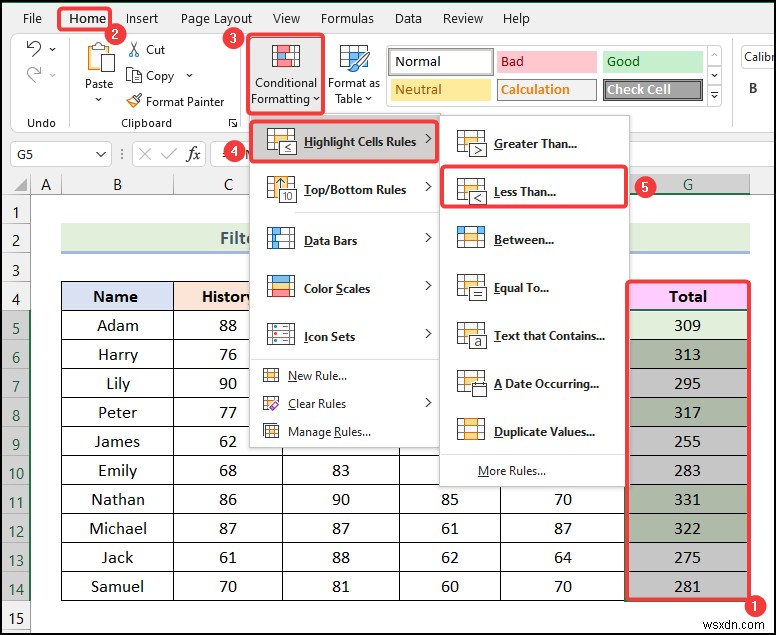 Cách lọc theo màu bằng định dạng có điều kiện trong Excel