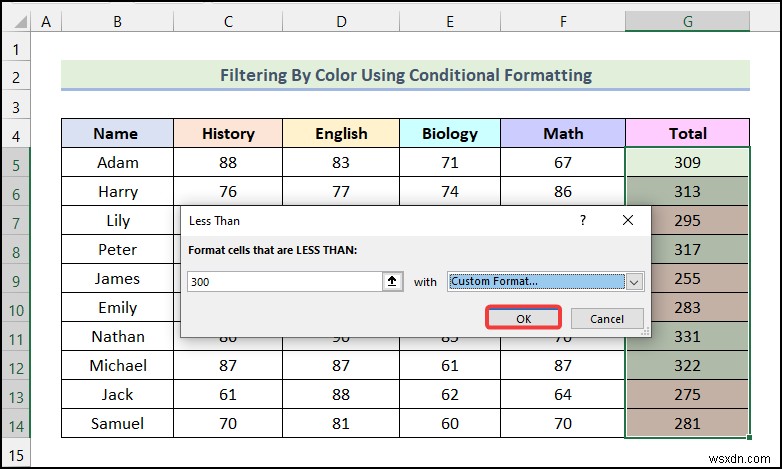 Cách lọc theo màu bằng định dạng có điều kiện trong Excel