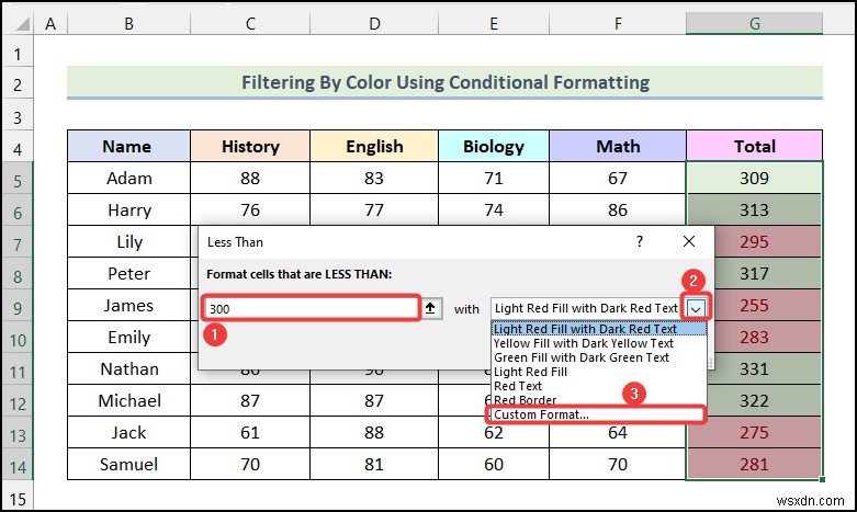 Cách lọc theo màu bằng định dạng có điều kiện trong Excel