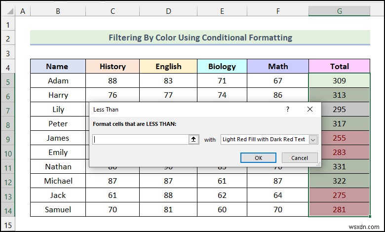 Cách lọc theo màu bằng định dạng có điều kiện trong Excel