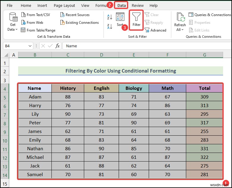 Cách lọc theo màu bằng định dạng có điều kiện trong Excel