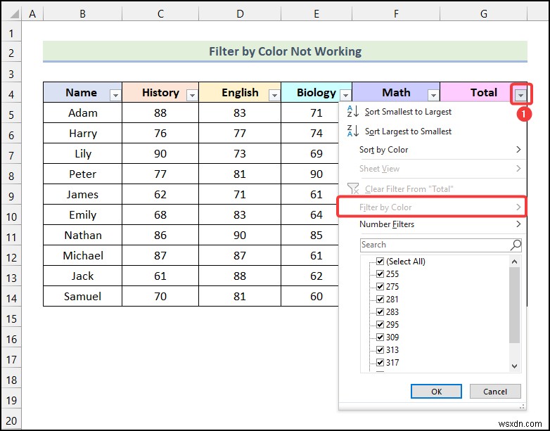 Cách lọc theo màu bằng định dạng có điều kiện trong Excel