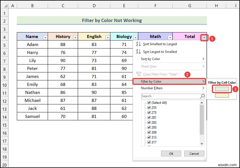 Cách lọc theo màu bằng định dạng có điều kiện trong Excel