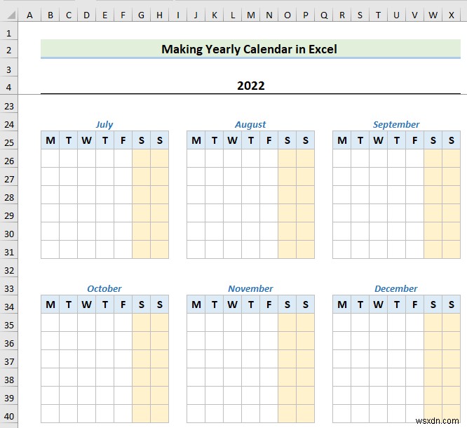 Cách tạo lịch trong Excel mà không cần mẫu (2 Ví dụ)