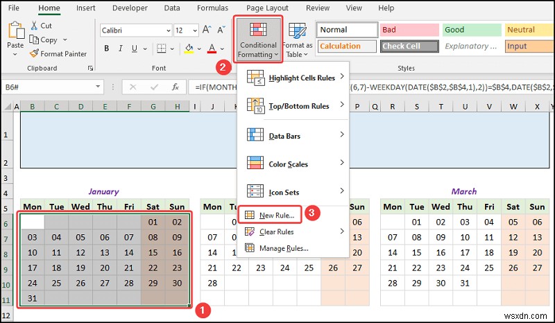 Cách tạo lịch hàng năm trong Excel (với các bước dễ dàng)