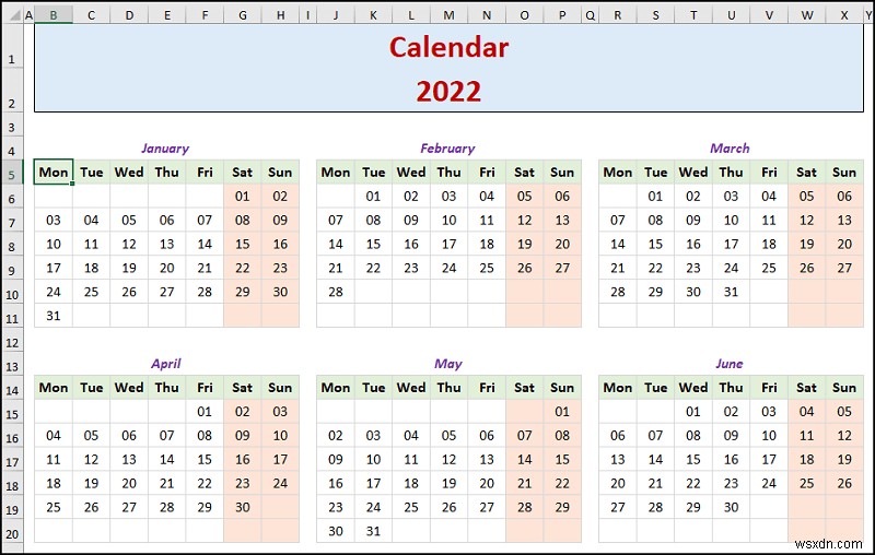 Cách tạo lịch hàng năm trong Excel (với các bước dễ dàng)