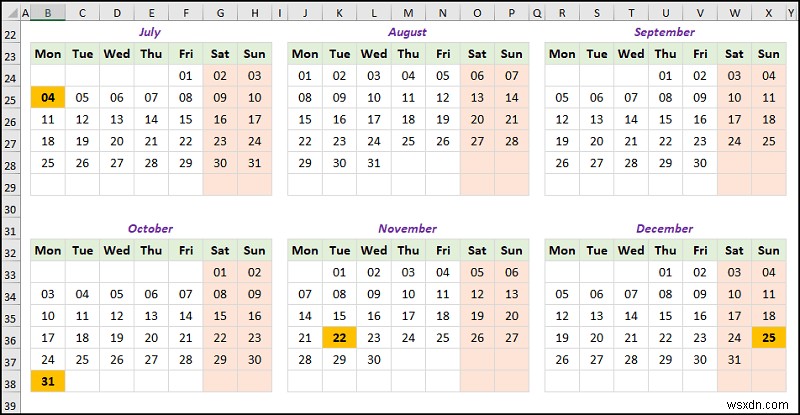 Cách tạo lịch hàng năm trong Excel (với các bước dễ dàng)