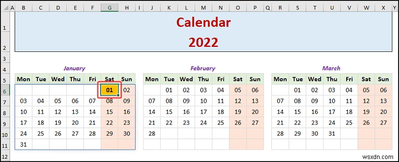 Cách tạo lịch hàng năm trong Excel (với các bước dễ dàng)