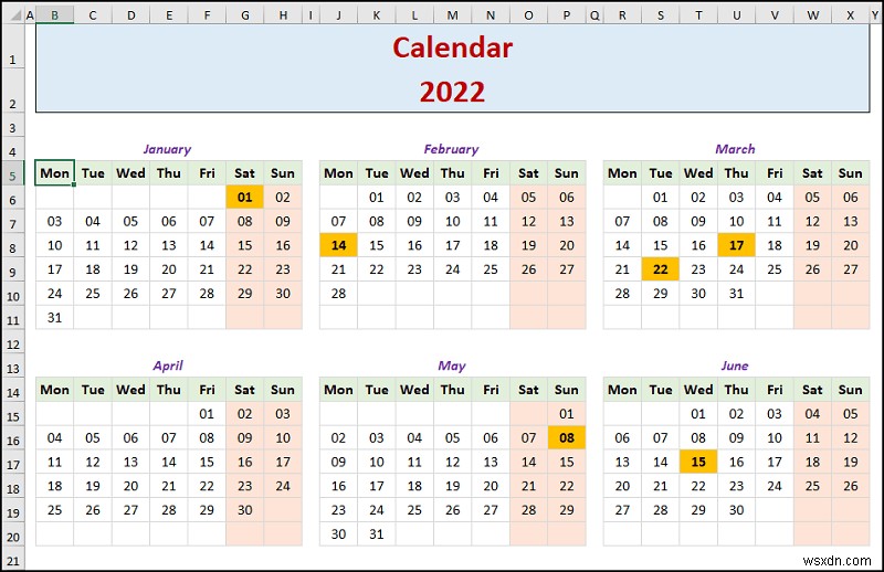 Cách tạo lịch hàng năm trong Excel (với các bước dễ dàng)